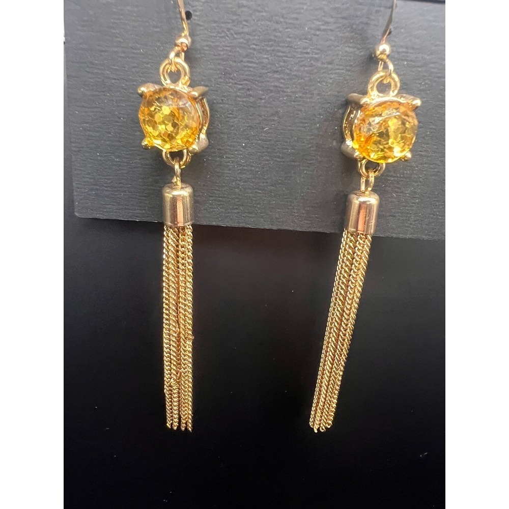 Vintage Tanya Creations Gold Tassel Earrings NOS Nordstrom Elegant Dangle Dangly